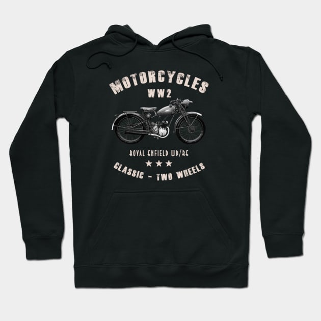 Royal Enfield WD/RE Retro Vintage Motorcycle WW2 Hoodie by Jose Luiz Filho